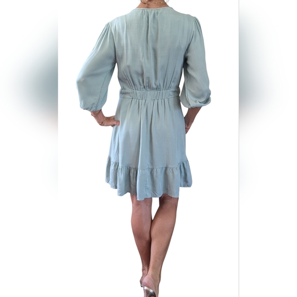 Baltic Born Amelia Sage Green Mini Dress Boho Tiered Ruffle Hem Size S - Picture 3 of 9